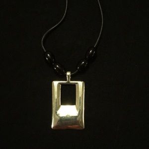 NWOT Rectangle silver tone pendant